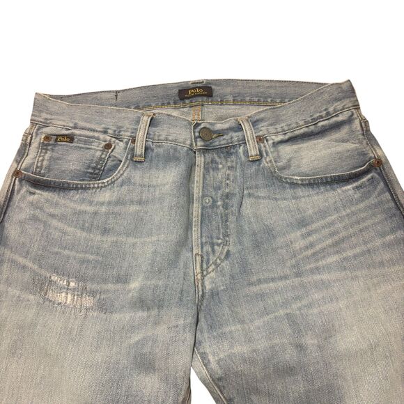 Polo Ralph Lauren Men’s Jeans The Varick Slim Straight Patch Distressed- 30/30 - Picture 5 of 11